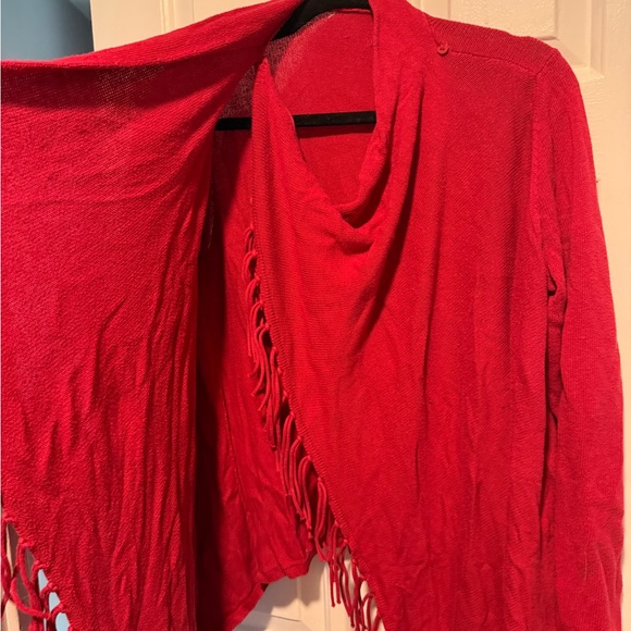 Chico's Red Fringe Shrug Sweater - Picture 4 of 6